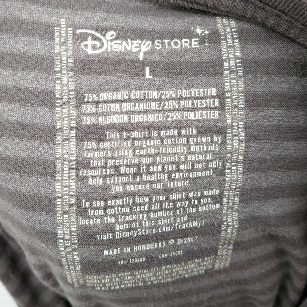 Disney Corpse Bride T Shirt‎ Emily Graphic Striped V Neck Goth L